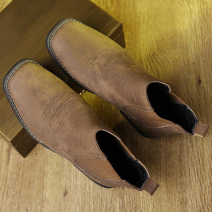 Men's Western Cowboy Boots Square Toe Chelsea